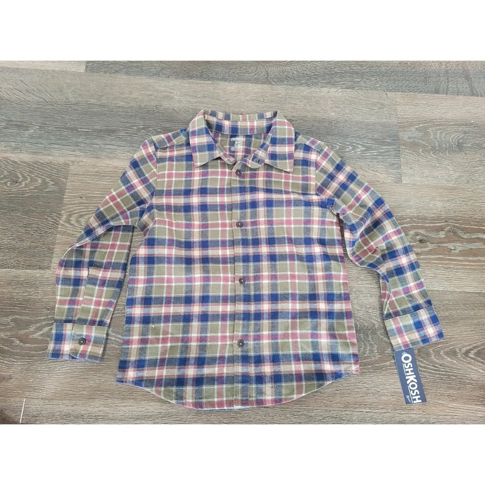 OshKosh B'gosh Toddler Boys Plaid Long Sleeve Button Down Shirt Size 5T‎ #8